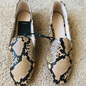 Sold | Zara Snakeskin Leather Loafers
